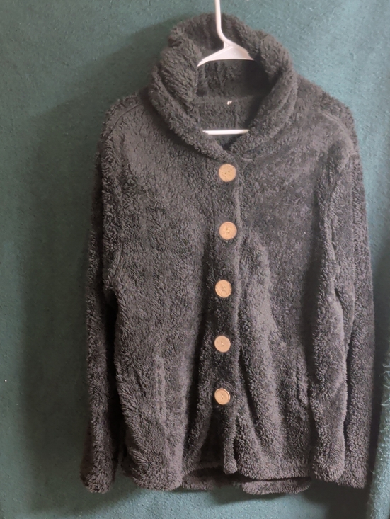 The Unbranded Brand Sweaters - Cozy Black Button-Front Plush Cardigan